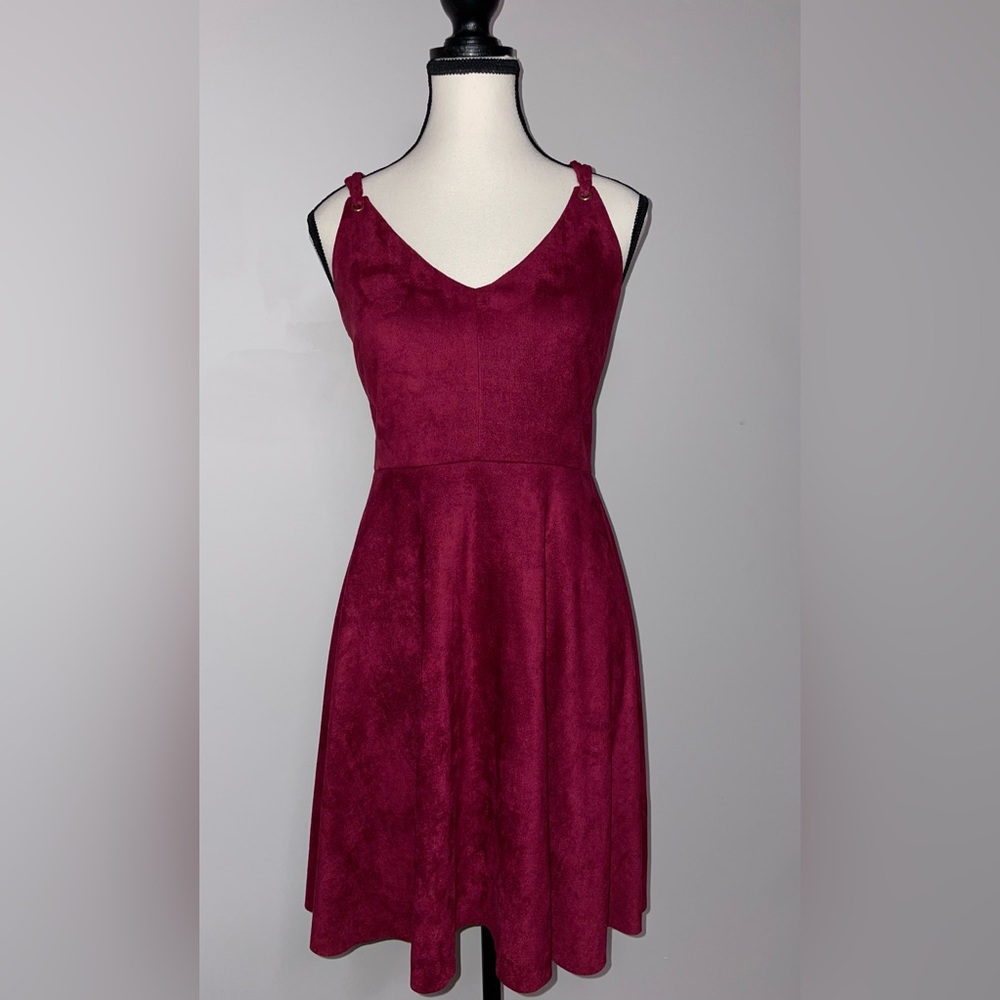 Design Lab Berry Red Suede Mini Dress